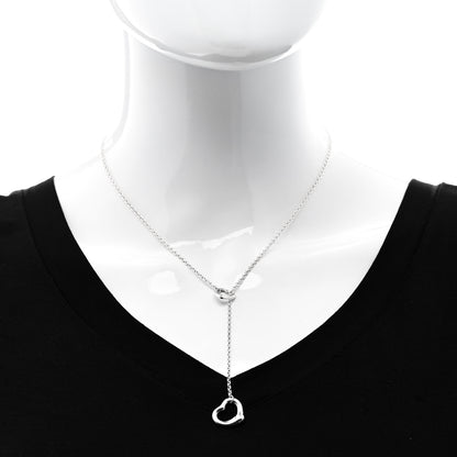 Tiffany Sterling Silver Elsa Peretti Open Heart Lariat Necklace 2 of 5