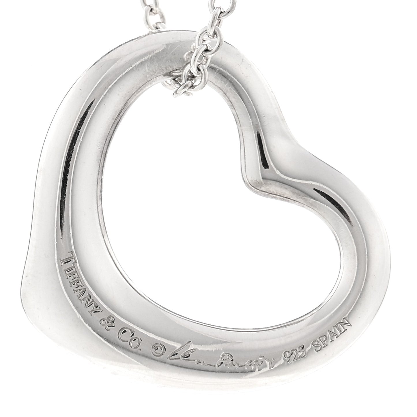 Sterling Silver 22mm Elsa Peretti Open Heart Pendant Necklace