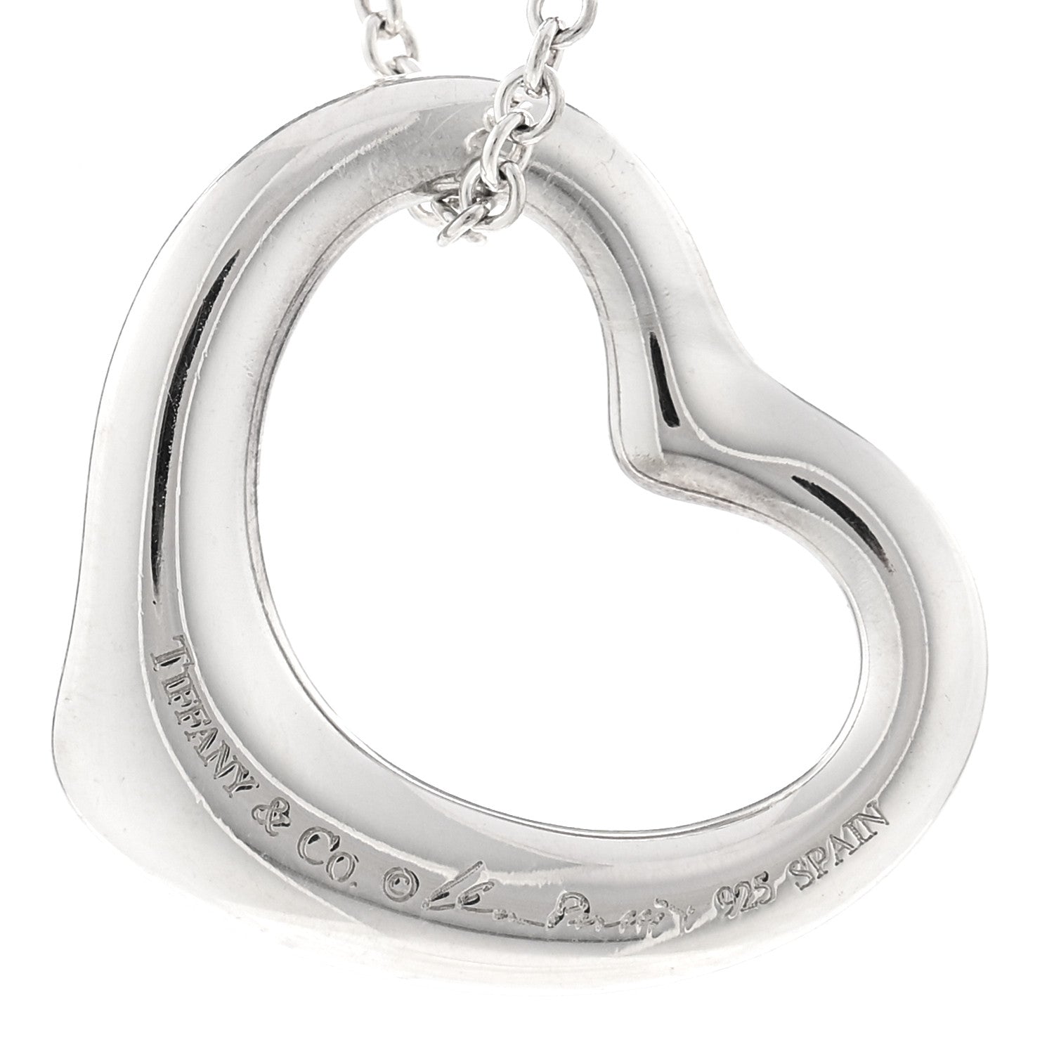 Tiffany Sterling Silver 22mm Elsa Peretti Open Heart Pendant Necklace 4 of 5