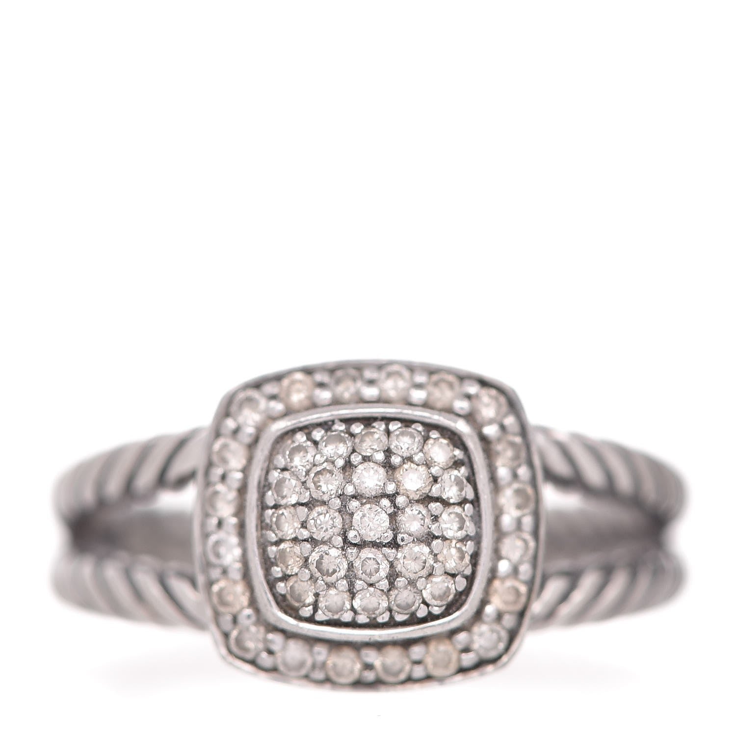 David Yurman Sterling Silver Diamond 7mm Petite Albion Pave Ring 55 7.25 1 of 6