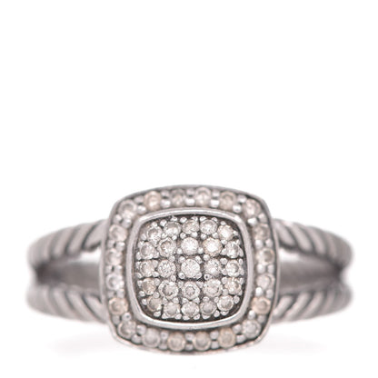 David Yurman Sterling Silver Diamond 7mm Petite Albion Pave Ring 55 7.25 1 of 6