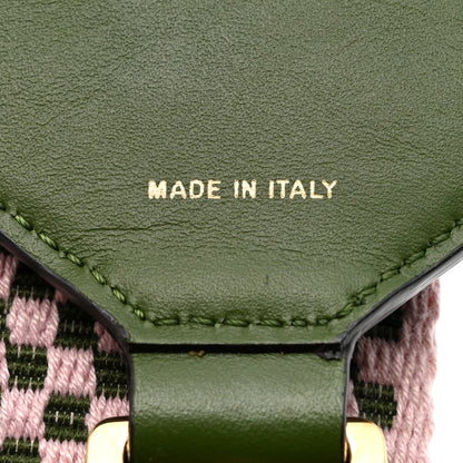 Fendi Ribbon Vitello King Logo Embossed Gingham Woven Adjustable Strap You Lilac 4 of 6