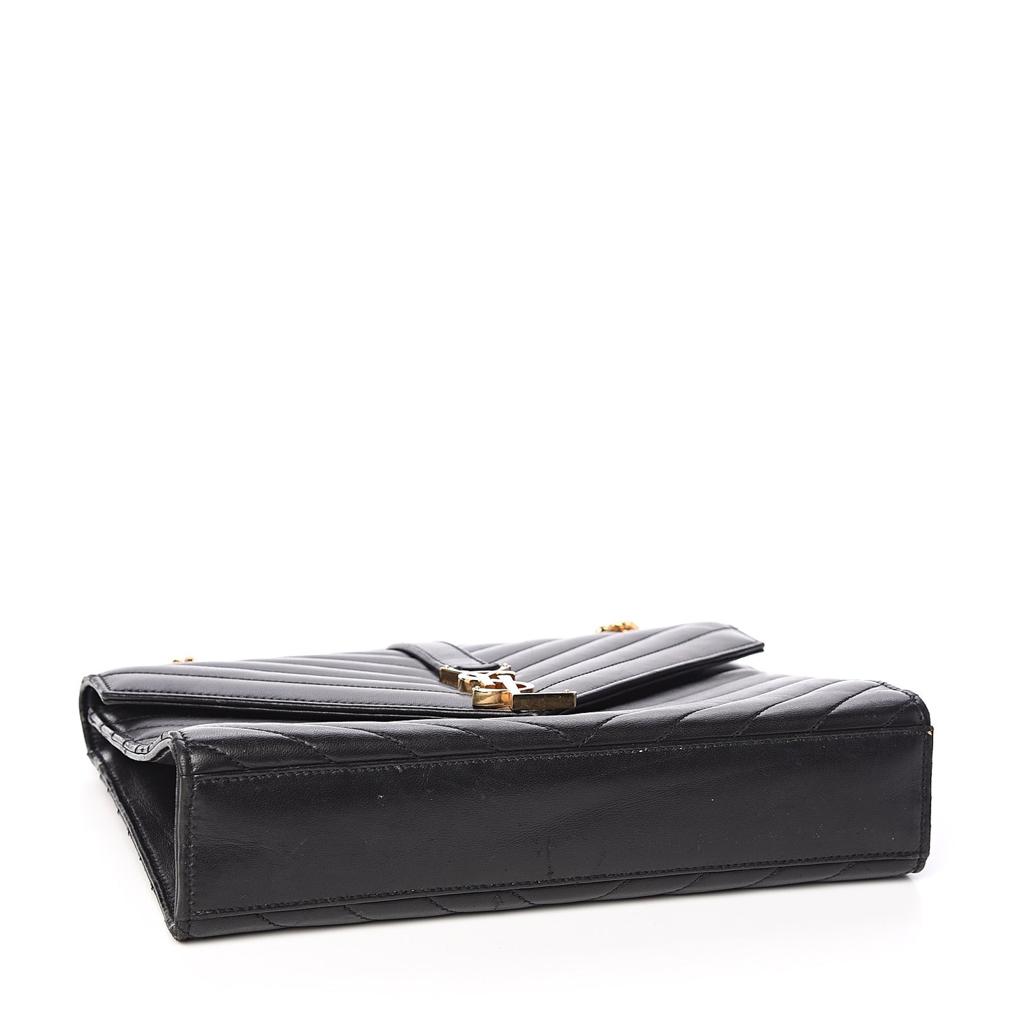 Lambskin Matelasse Chevron Medium Monogram Satchel Black