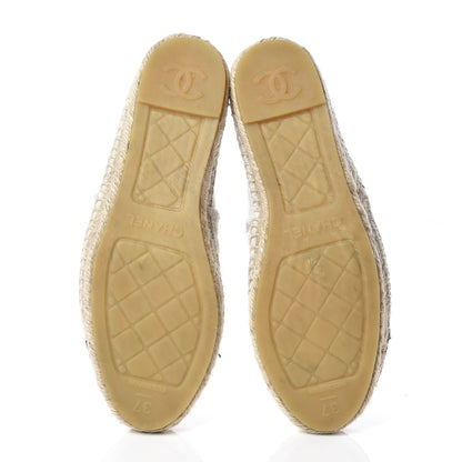 Chanel Linen CC Espadrilles 37 Beige Black 7 of 14