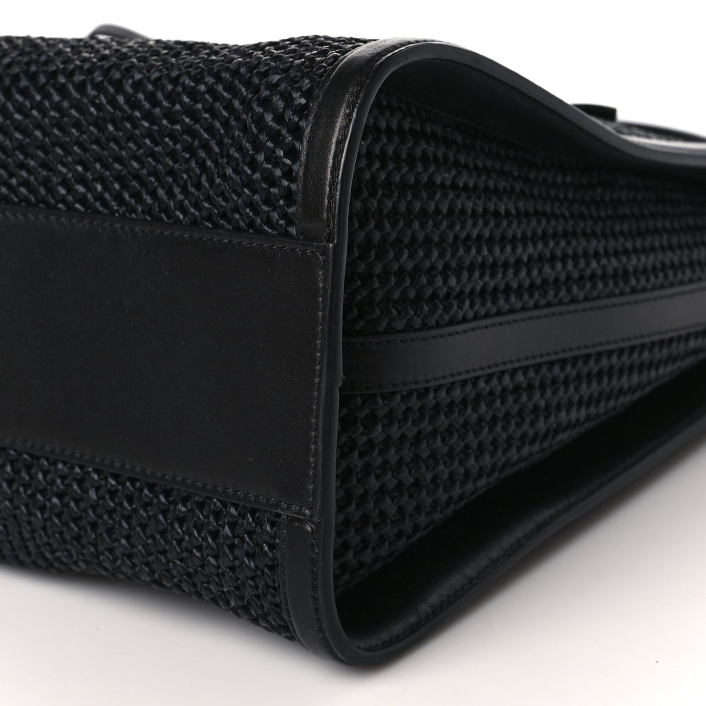 Raffia Calfskin The Tall Story Tote Bag Black