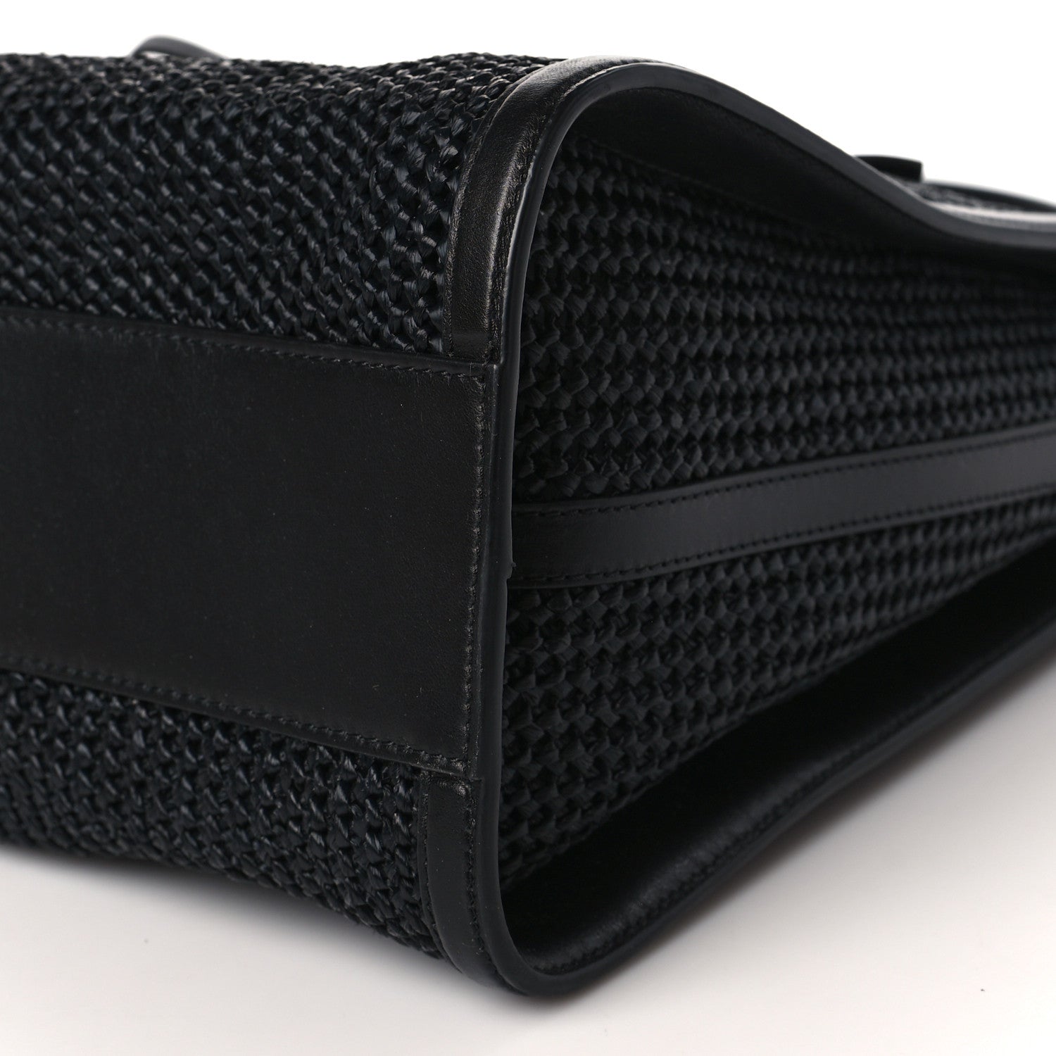 Alexander McQueen Raffia Calfskin The Tall Story Tote Bag Black 7 of 7
