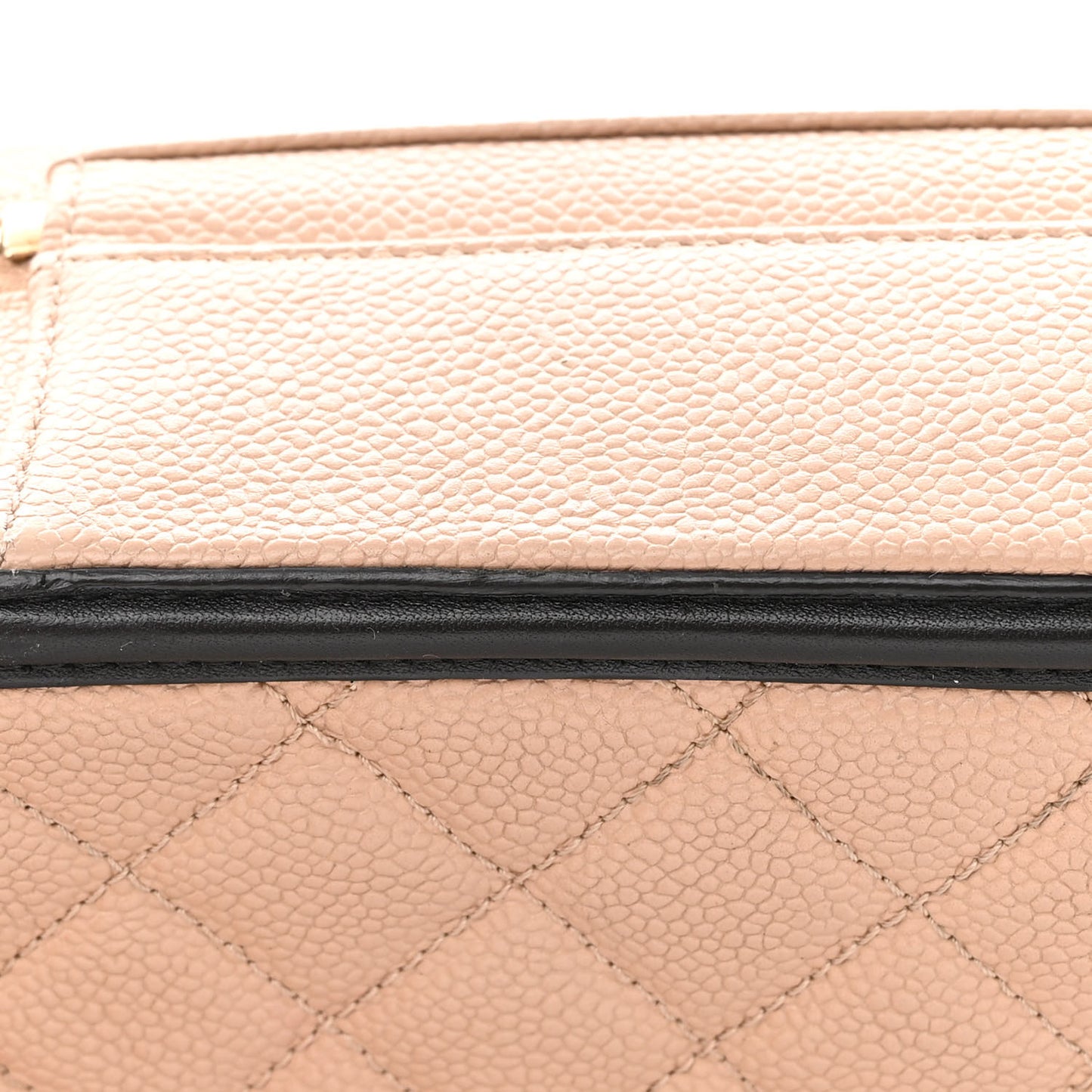 Caviar Quilted Medium CC Filigree Vanity Case Beige Black