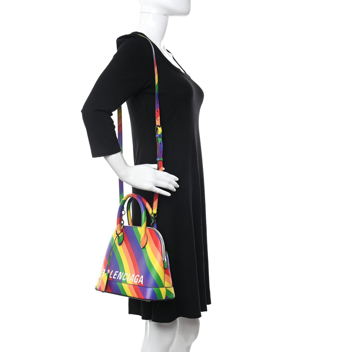 Smooth Calfskin Logo Rainbow S Ville Top Handle Bag Multicolor