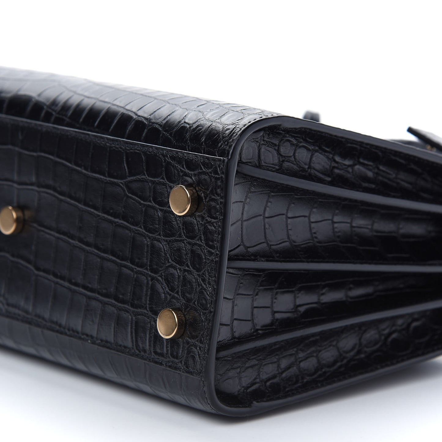 Calfskin Crocodile Embossed Baby Sac De Jour Black