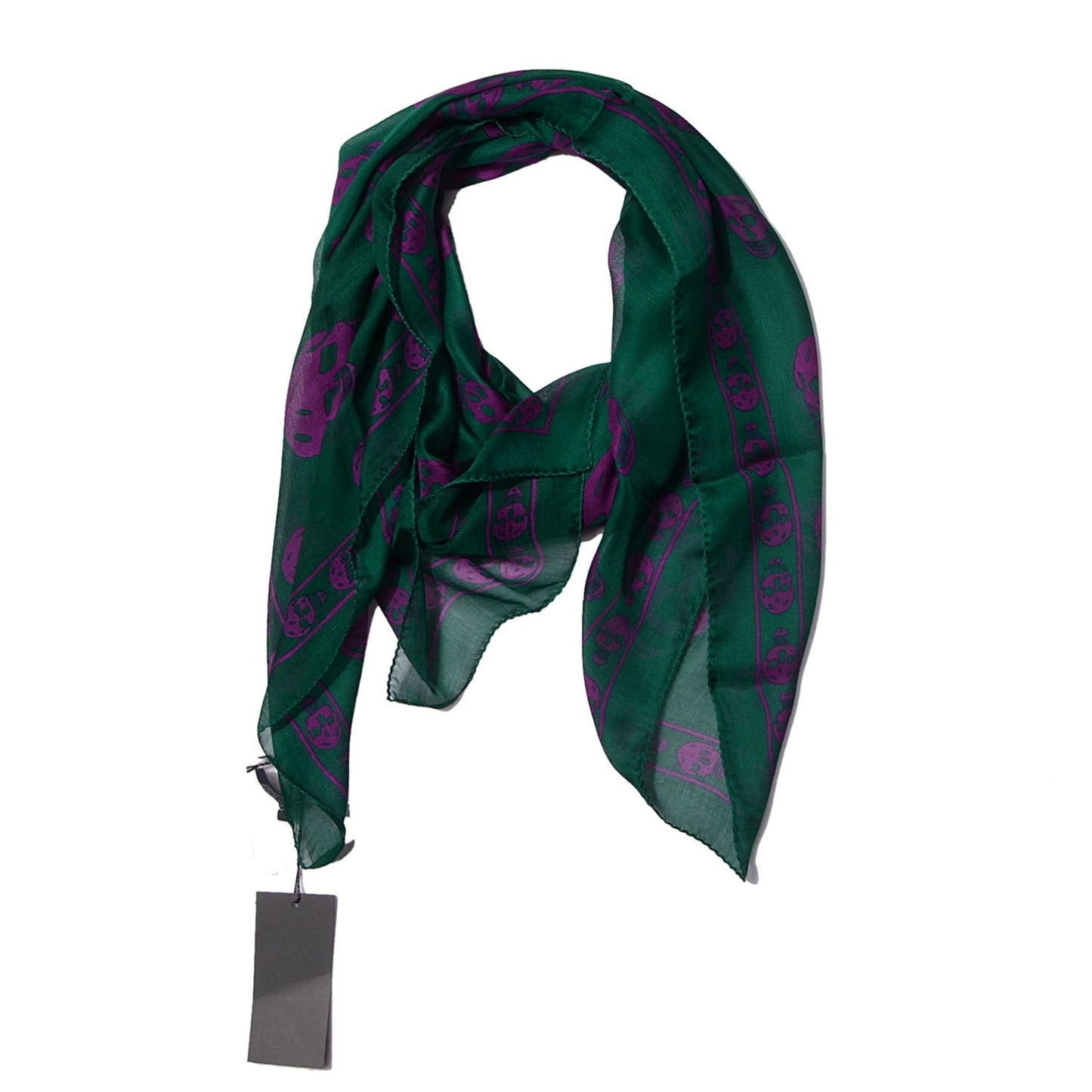 Silk Chiffon Skull Scarf Green