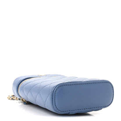 Chanel Caviar Quilted Phone Holder With Chain Blue 4 of 10