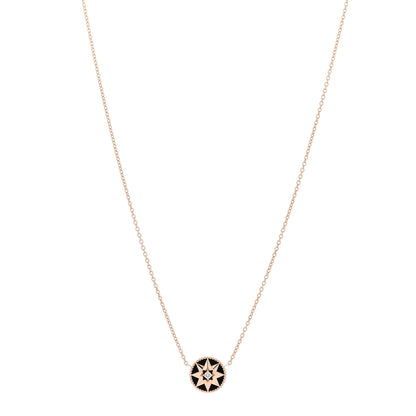 Christian Dior CHRISTIAN DIOR 18K Rose Gold Diamond Black Onyx Rose Des Vents Necklace 1 of 5