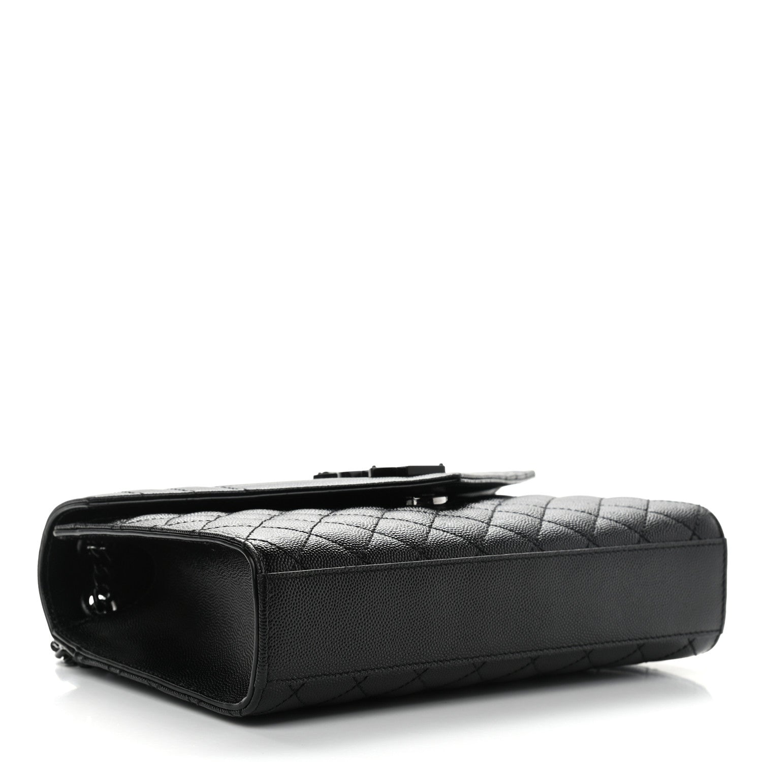 Saint Laurent Grain De Poudre Textured Mixed Matelasse Triquilt Medium Monogram Satchel Black 4 of 10
