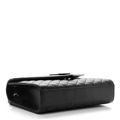 Saint Laurent Grain De Poudre Textured Mixed Matelasse Triquilt Medium Monogram Satchel Black 4 of 10