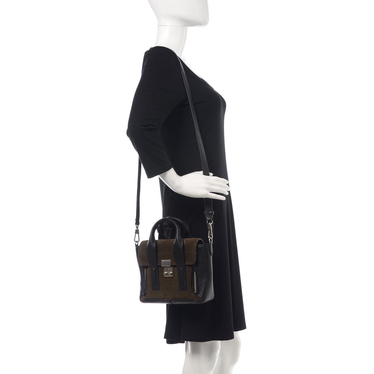 3.1 Suede Calfskin Mini Pashli Satchel Dark Moss