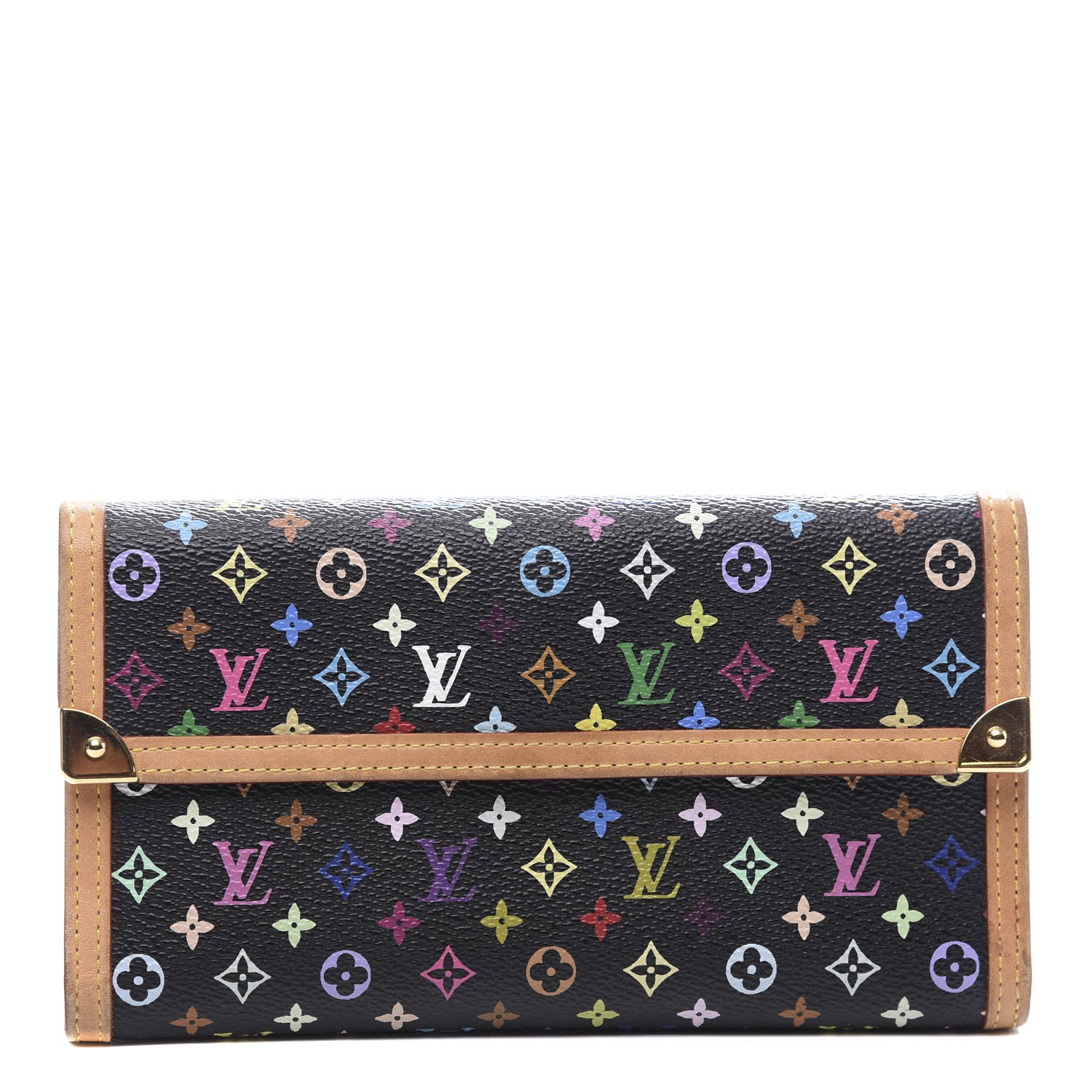 Louis Vuitton Monogram Multicolor Porte Tresor International Wallet Black 1 of 10