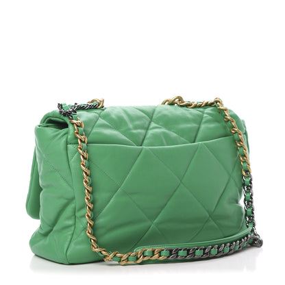 Chanel Goatskin Quilted Maxi 19 Flap Green 3 of 11