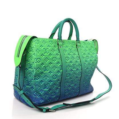 Louis Vuitton Taurillon Illusion Keepall Tote Bleu Vert 2 of 8