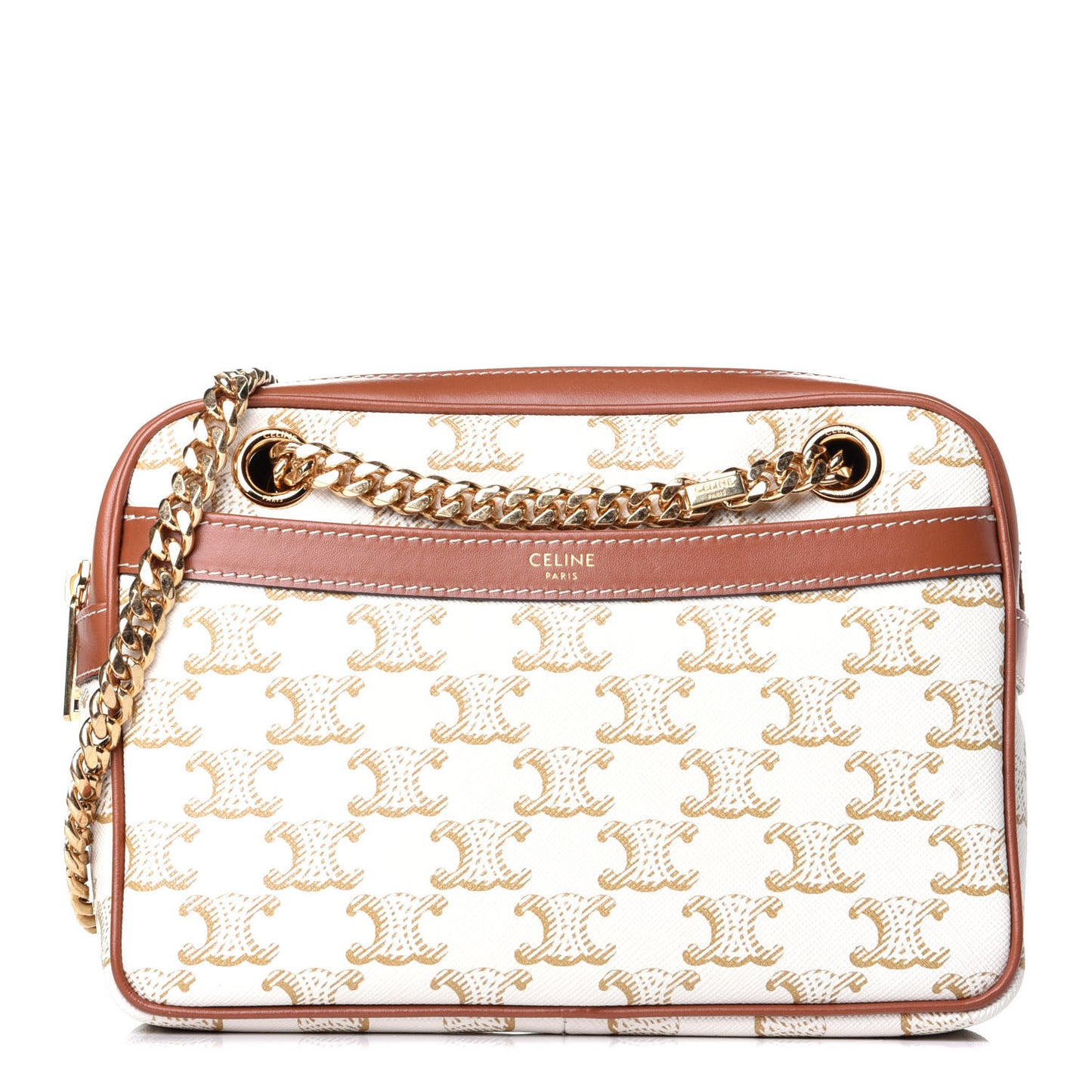 Calfskin Triomphe Canvas Small Patapans White