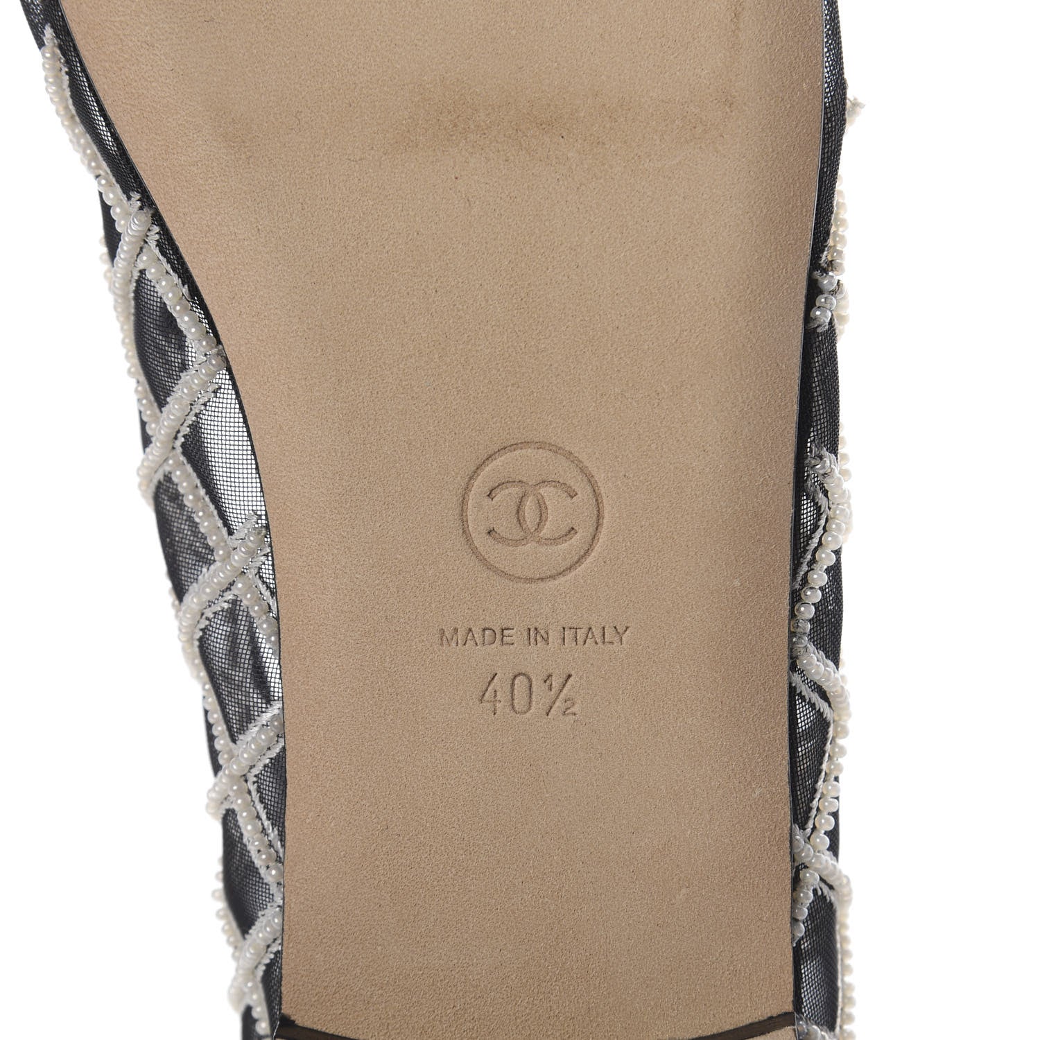 Chanel Mesh Pearl Grosgrain Cap Toe CC Loafers 40.5 Black Ivory 6 of 7