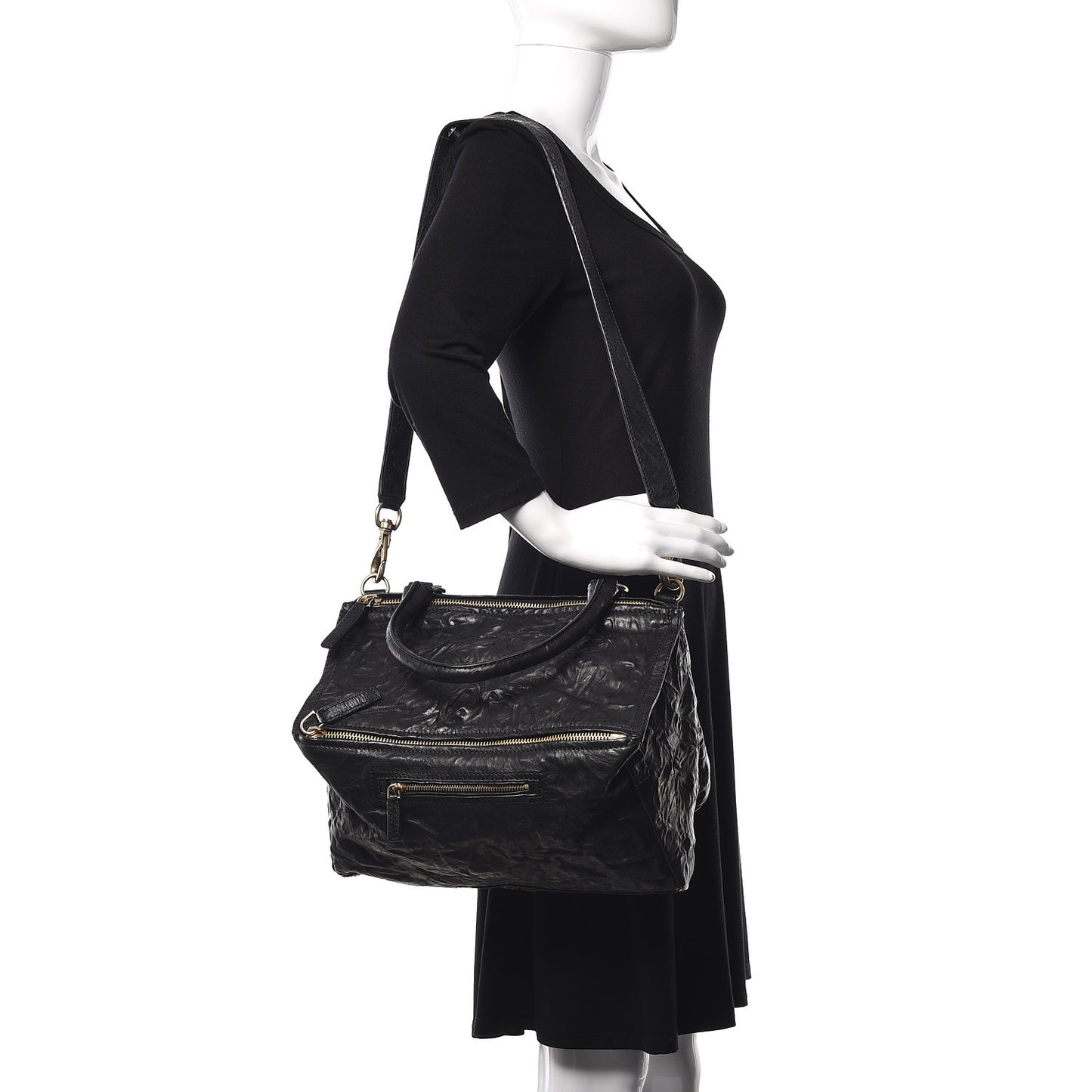 Tumbled Sheepskin Medium Pandora Bag Black