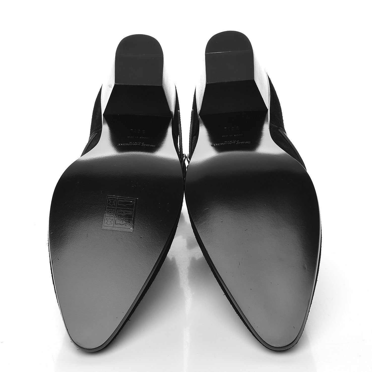 Saint Laurent Suede Rock Buckle Booties 38.5 Black 5 of 9