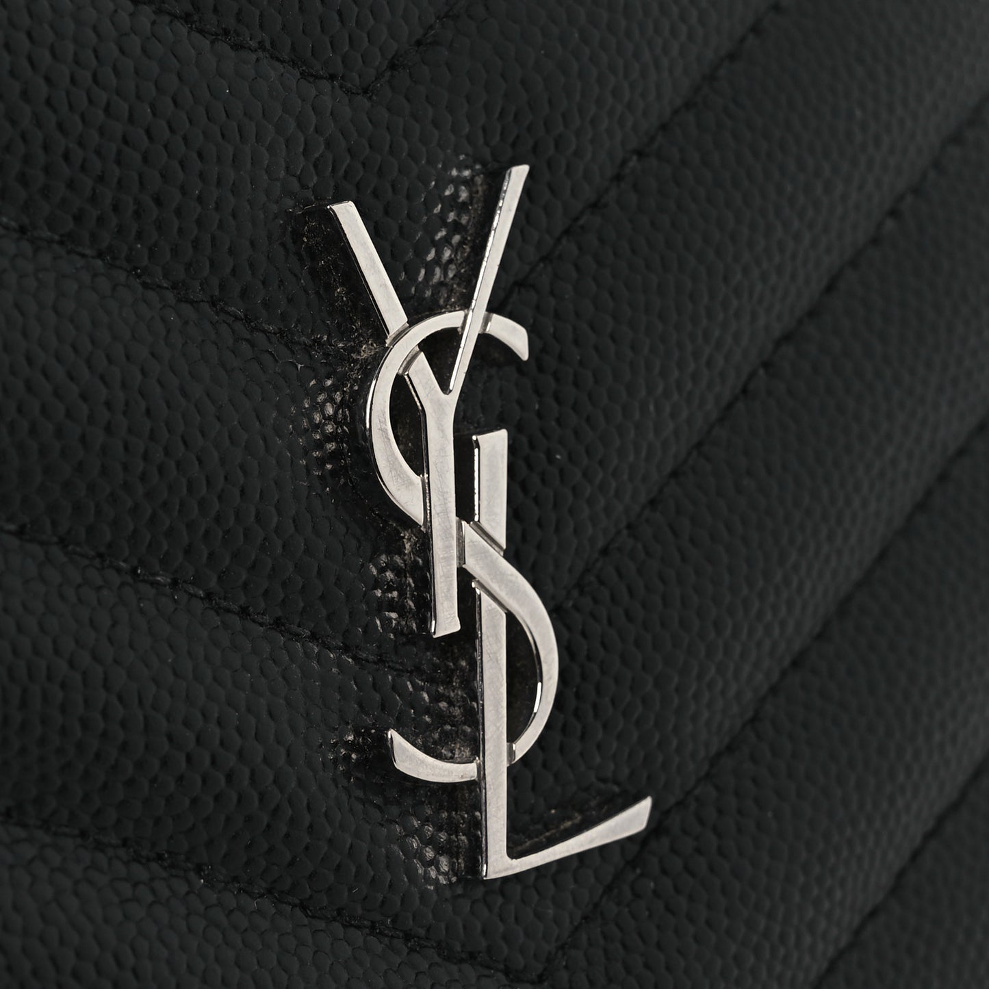 Grain De Poudre Matelasse Chevron Monogram Zipped Two-Part Wallet Black