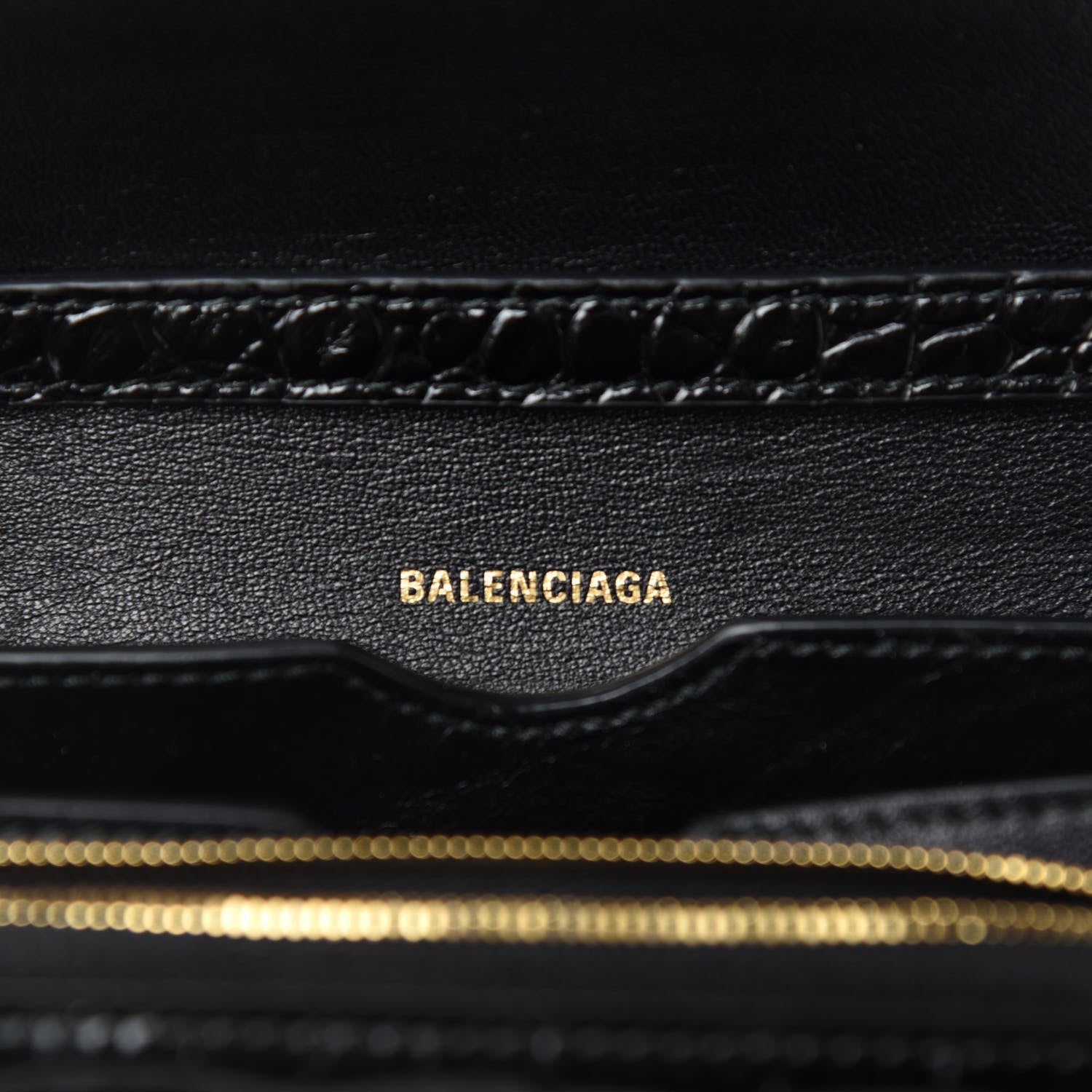 Balenciaga Shiny Calfskin Crocodile Embossed Small B Bag Black 8 of 10