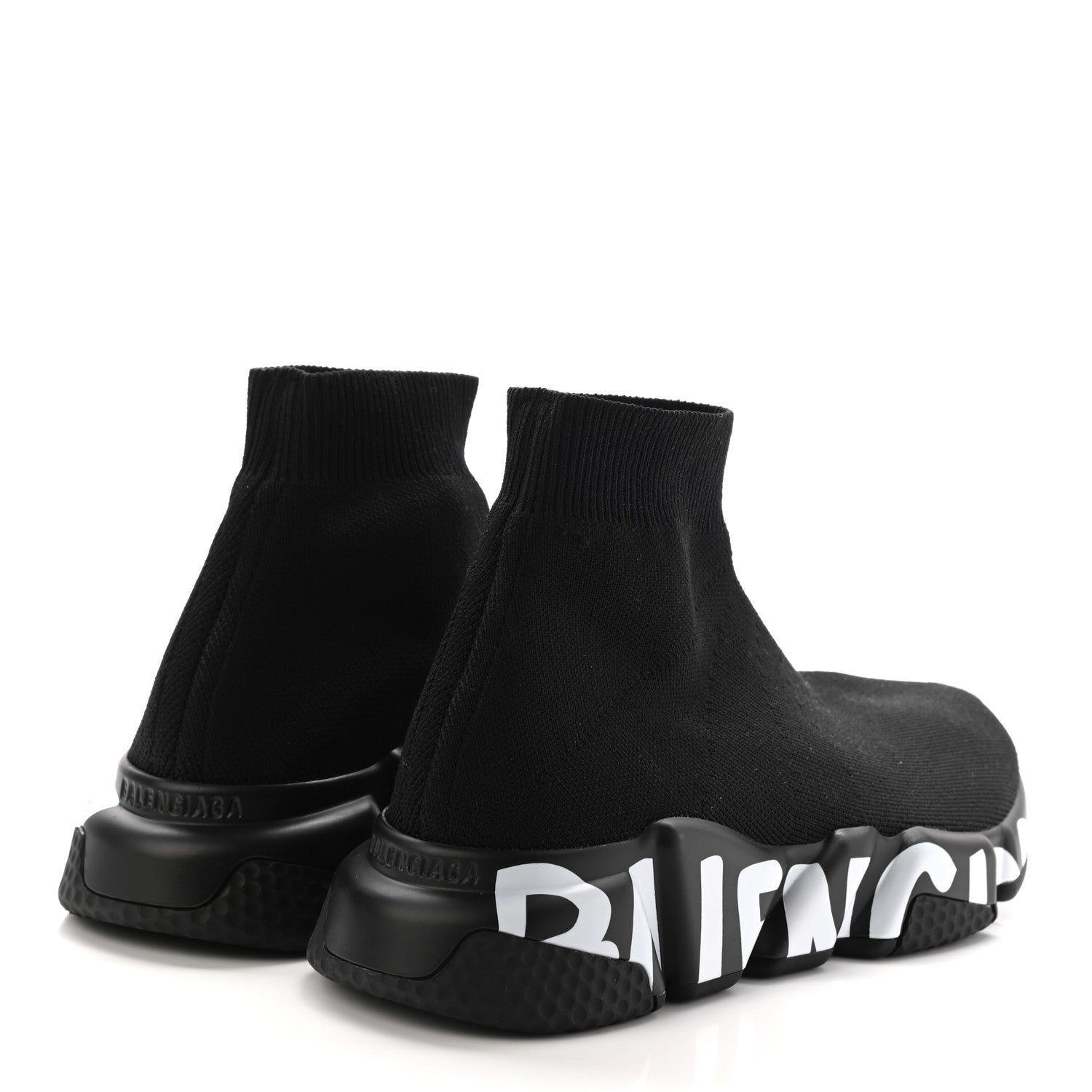 Balenciaga Neoprene Knit Womens Speed Graffiti Sneakers 36 Black White 4 of 10