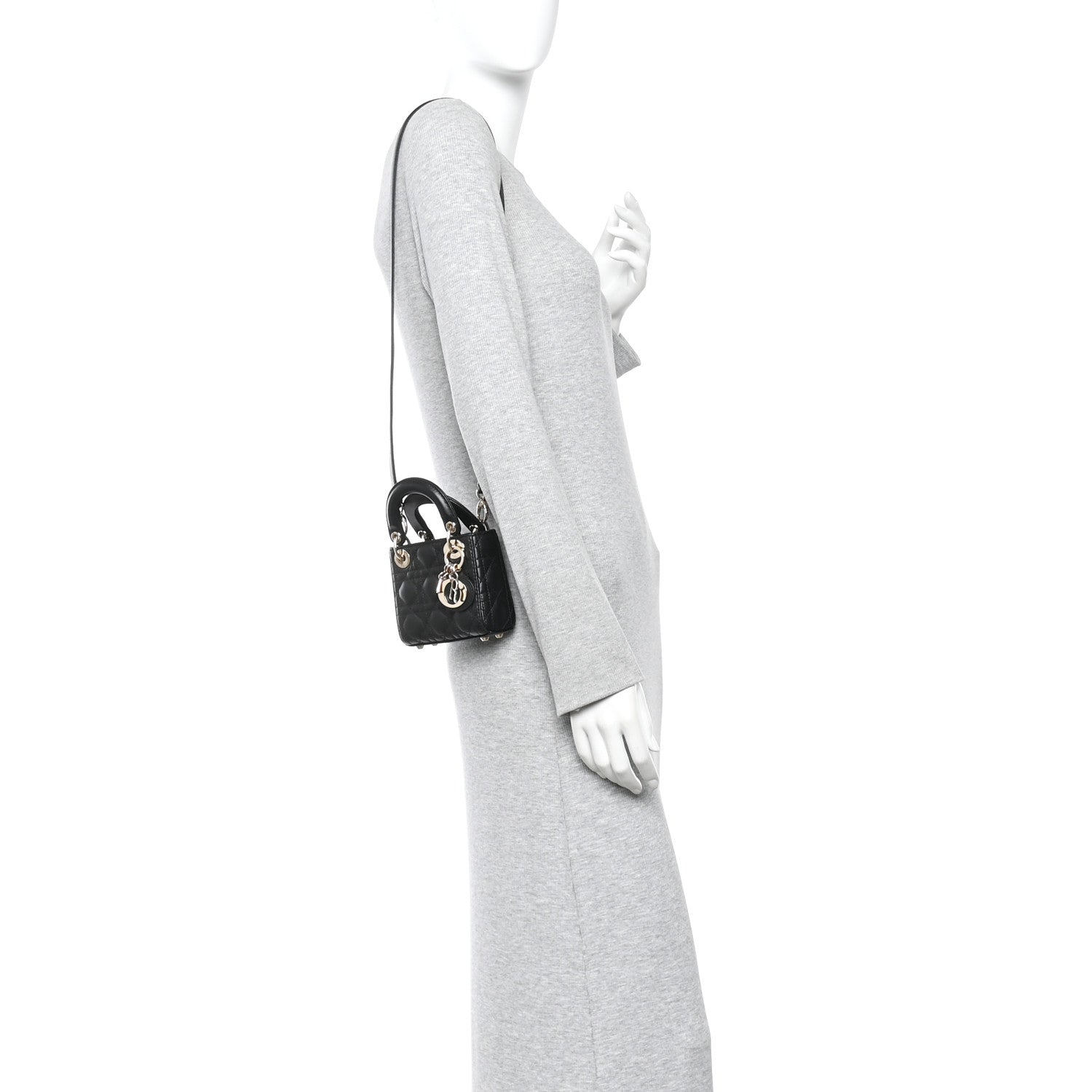 Christian Dior Lambskin Cannage Micro Lady Dior Black 2 of 9
