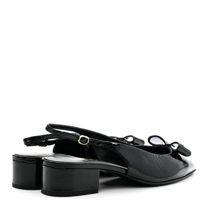 Chanel Crumpled Patent Calfskin CC Bow Slingback Pumps 38.5 Black 5 of 11