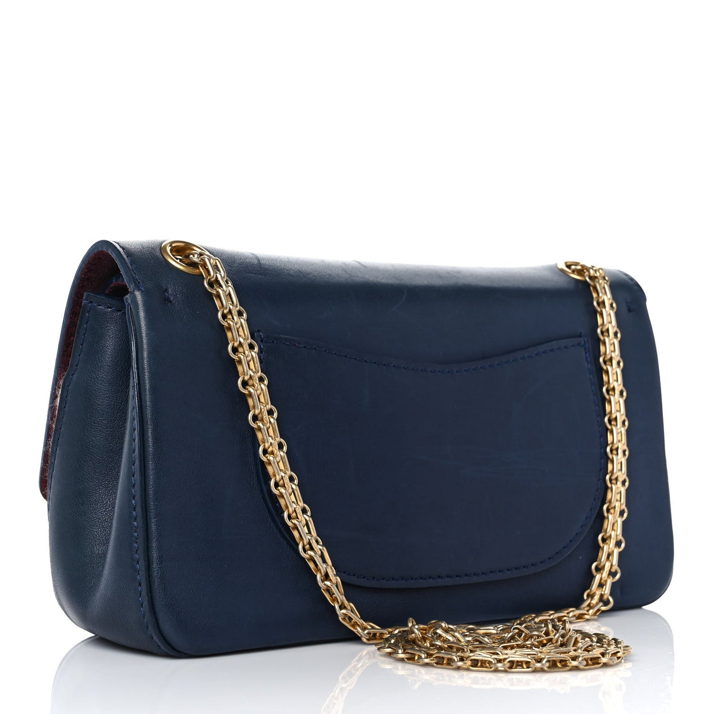 Smooth Calfskin Knit Nude 2.55 Reissue 225 Flap Navy