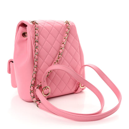Chanel Calfskin Quilted Medium Duma Pockets Drawstring Backpack Pink 3 of 10