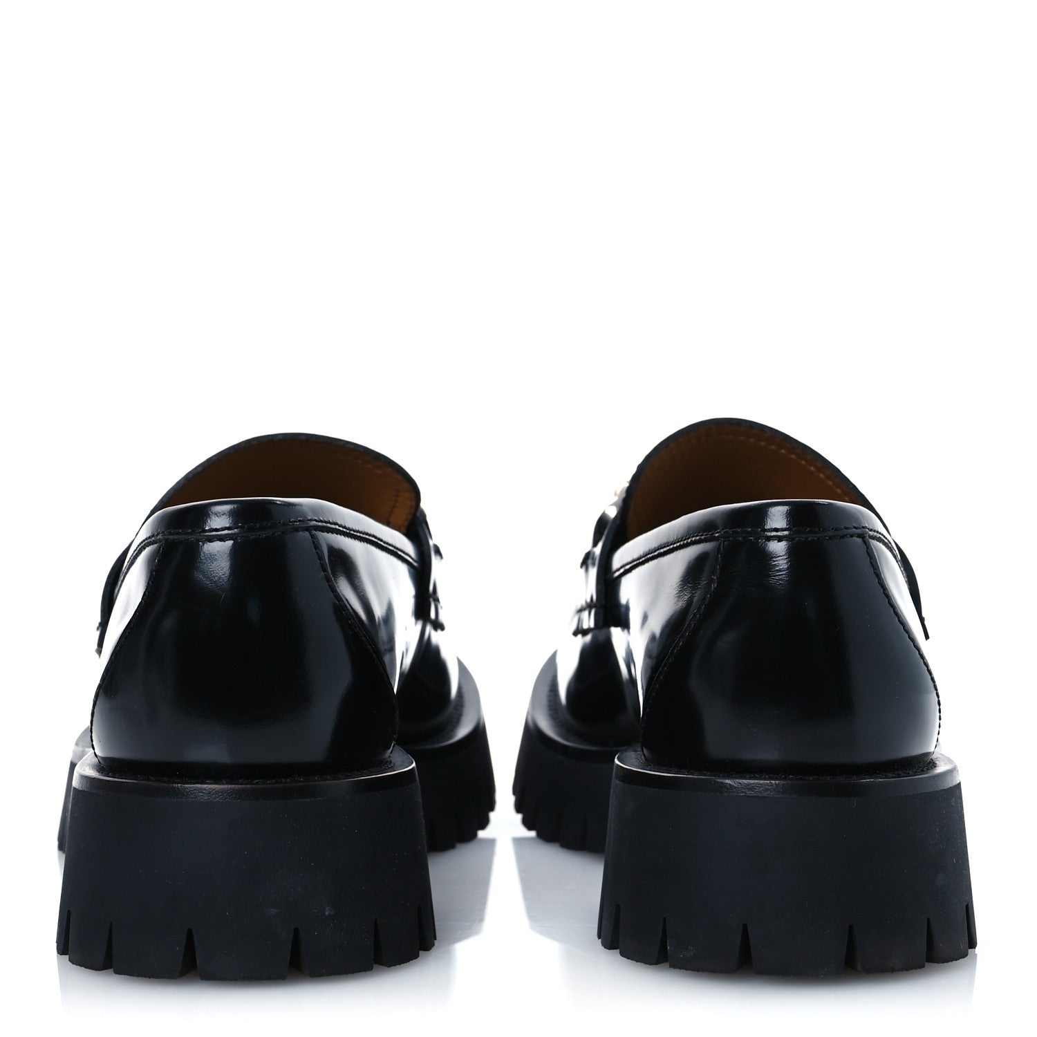 Gucci Cordovan Lux Mens Jeanne Platform Lug Sole 30/45mm Loafers 9 Black 6 of 12