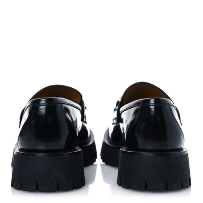 Gucci Cordovan Lux Mens Jeanne Platform Lug Sole 30/45mm Loafers 9 Black 6 of 12