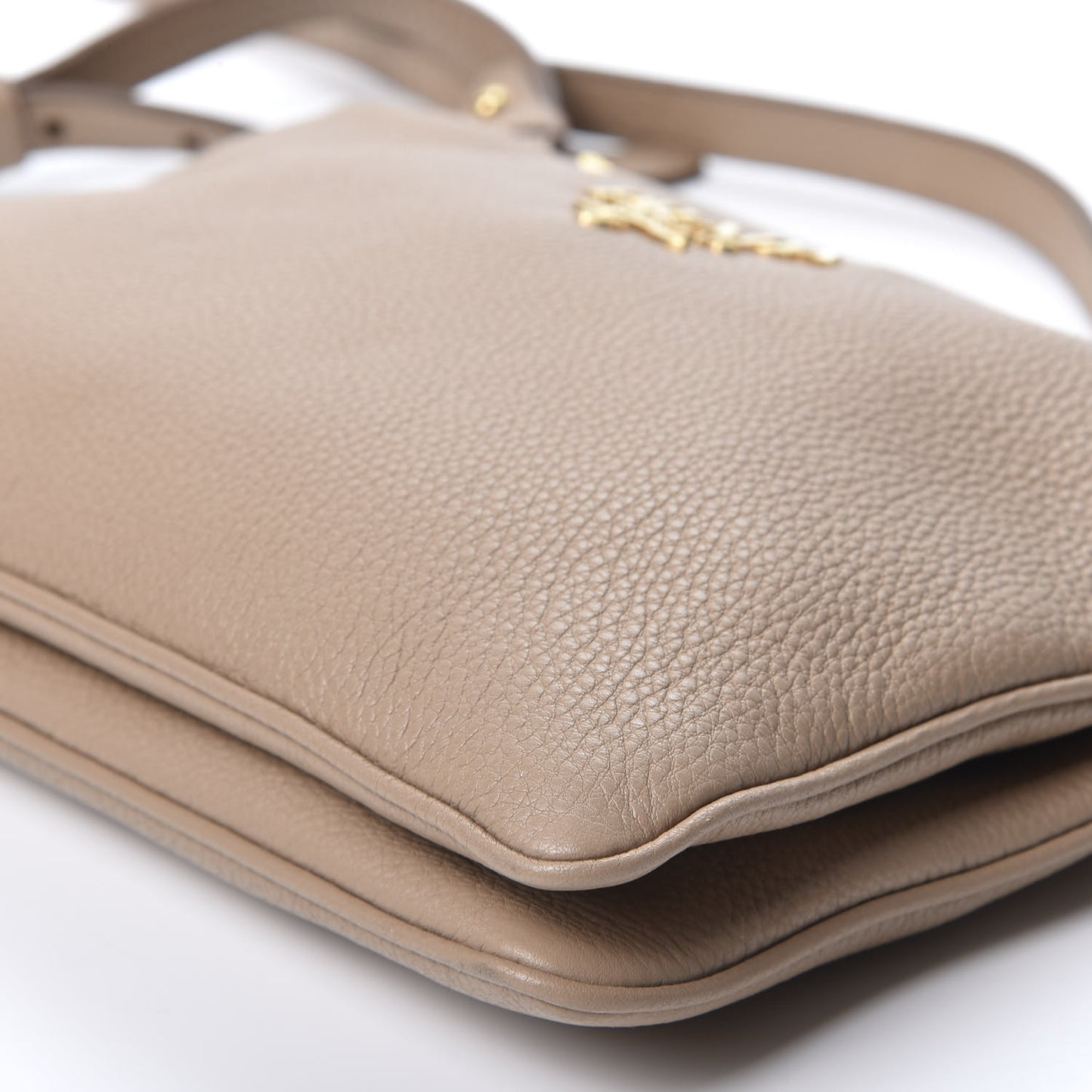 Vitello Daino Double Zip Crossbody Bag Cammeo
