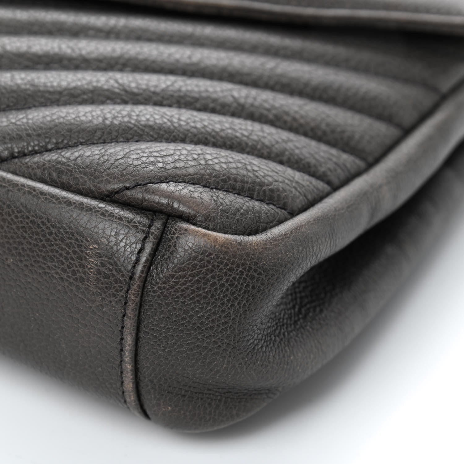 Saint Laurent Sheepskin Matelasse Chevron Monogram Medium College Bag Asphalt 6 of 11