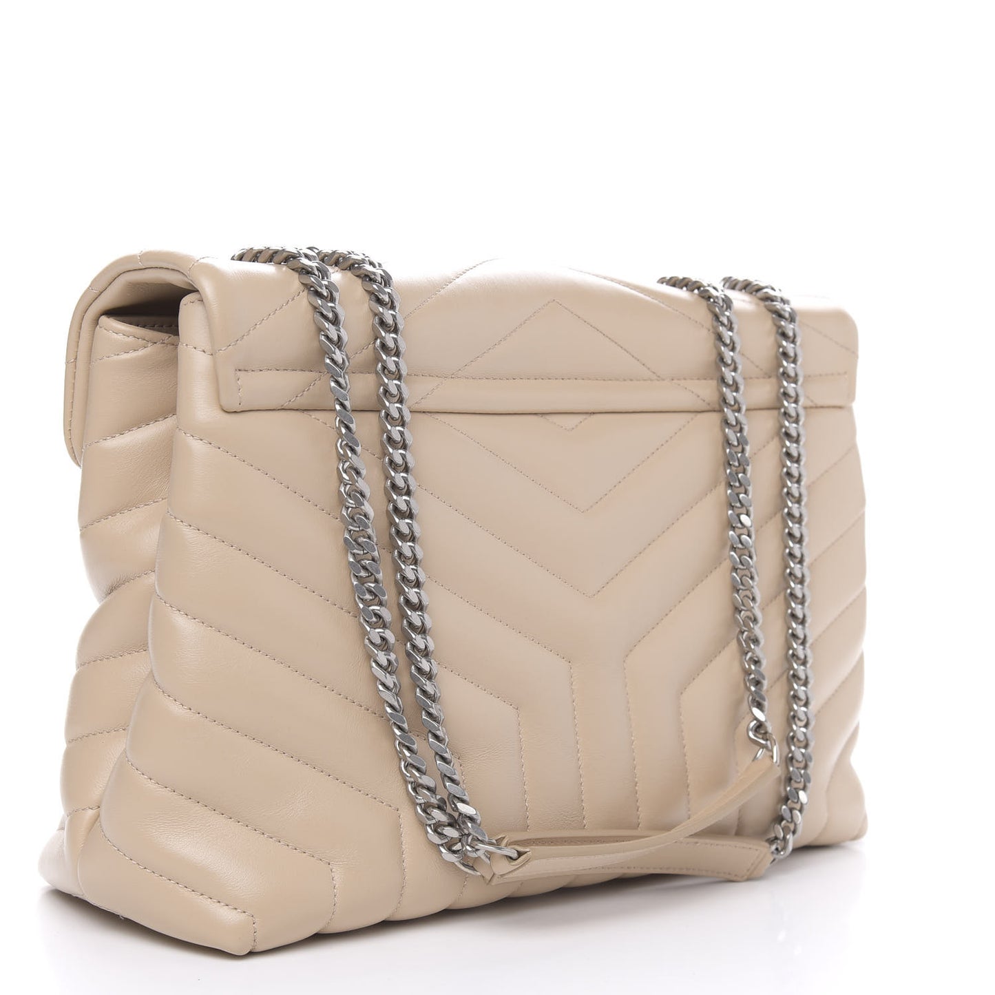 Calfskin Y Quilted Monogram Medium Loulou Chain Satchel Dark Beige