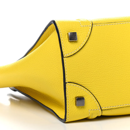 Celine Drummed Calfskin Micro Luggage Citron 7 of 10