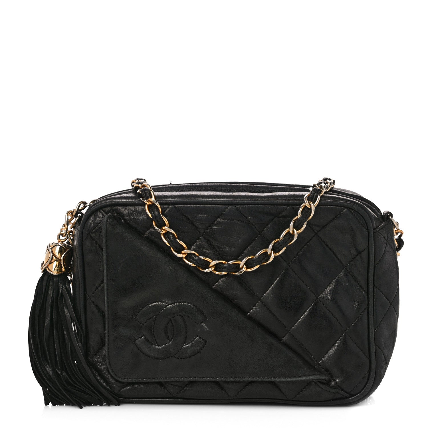 Chanel Lambskin Quilted Tassel Camera Case Black 1 of 17