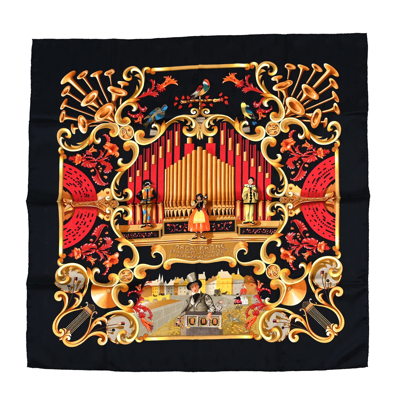 Hermes Silk Orgauphone Et Autres Mecaniques Scarf 90 1 of 4