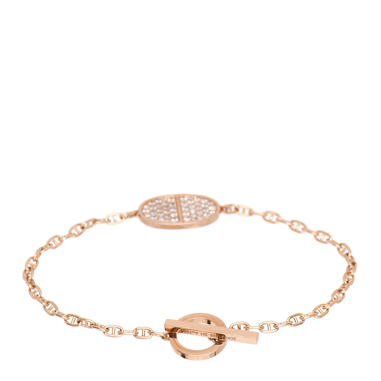 Hermes 18K Rose Gold Diamond Chaine d'Ancre Verso Bracelet SH 4 of 6
