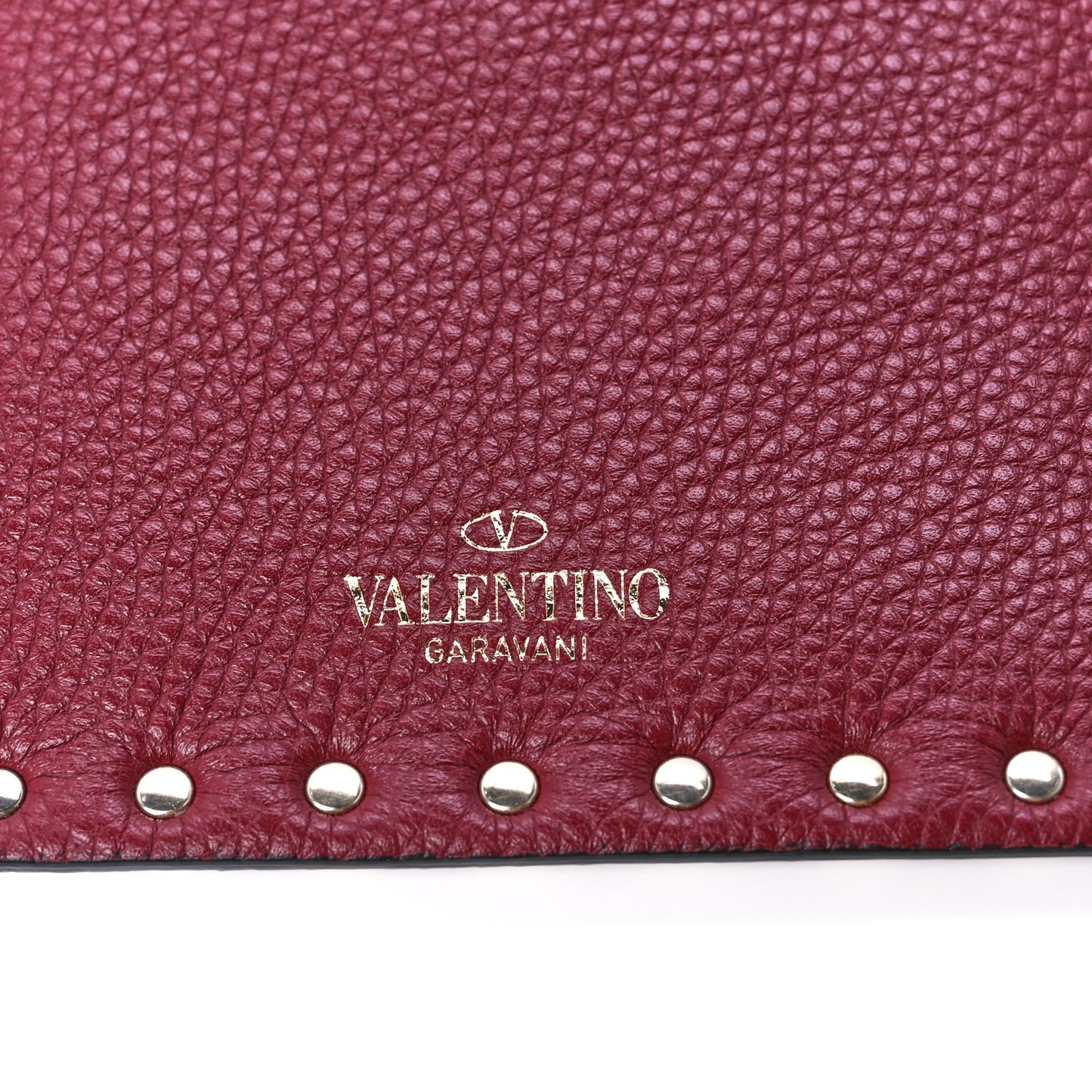 Pebbled Calfskin Large Rockstud Envelope Clutch Cerise