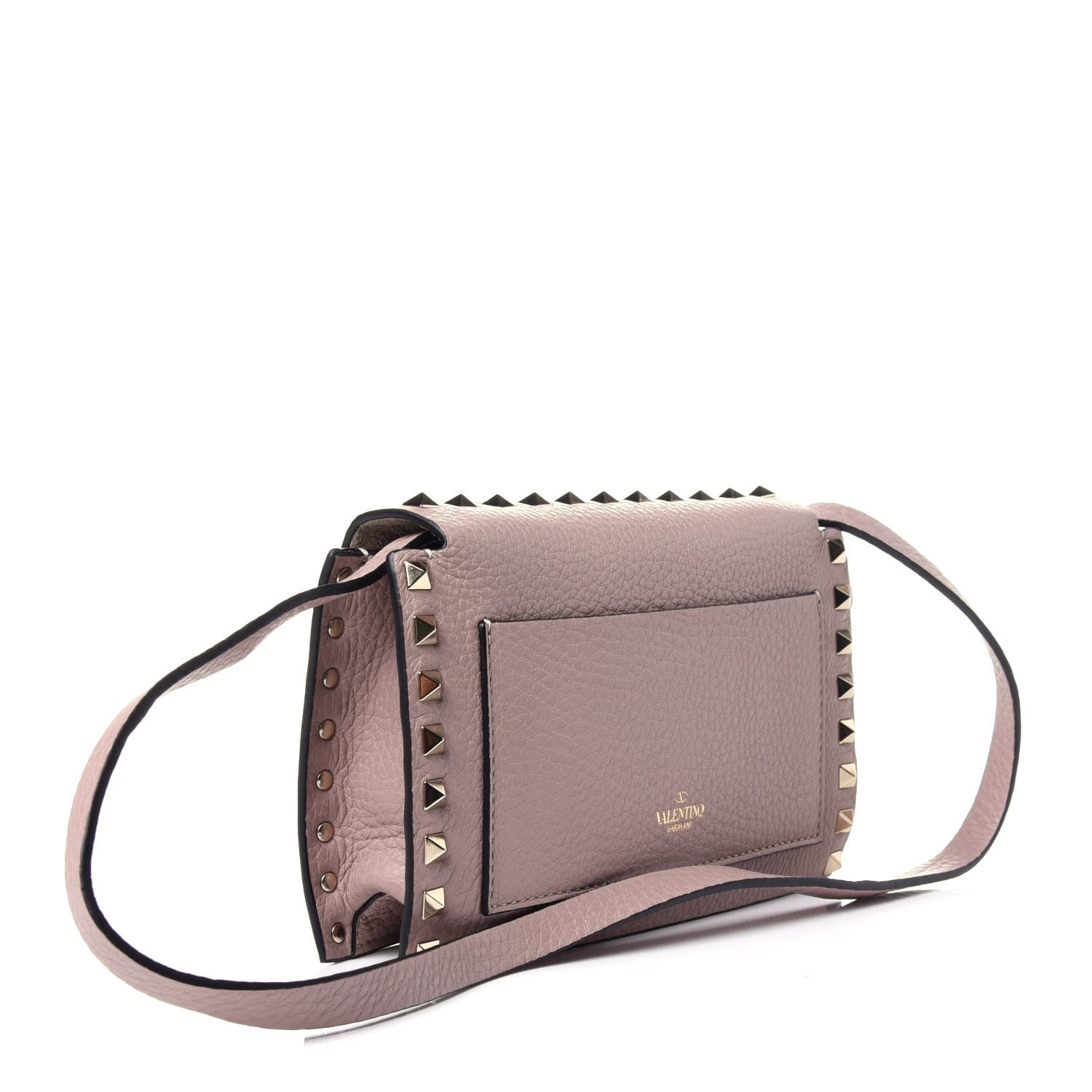 Valentino Garavani Pebbled Calfskin Small Rockstud Overlay Flap Shoulder Bag Poudre 3 of 12