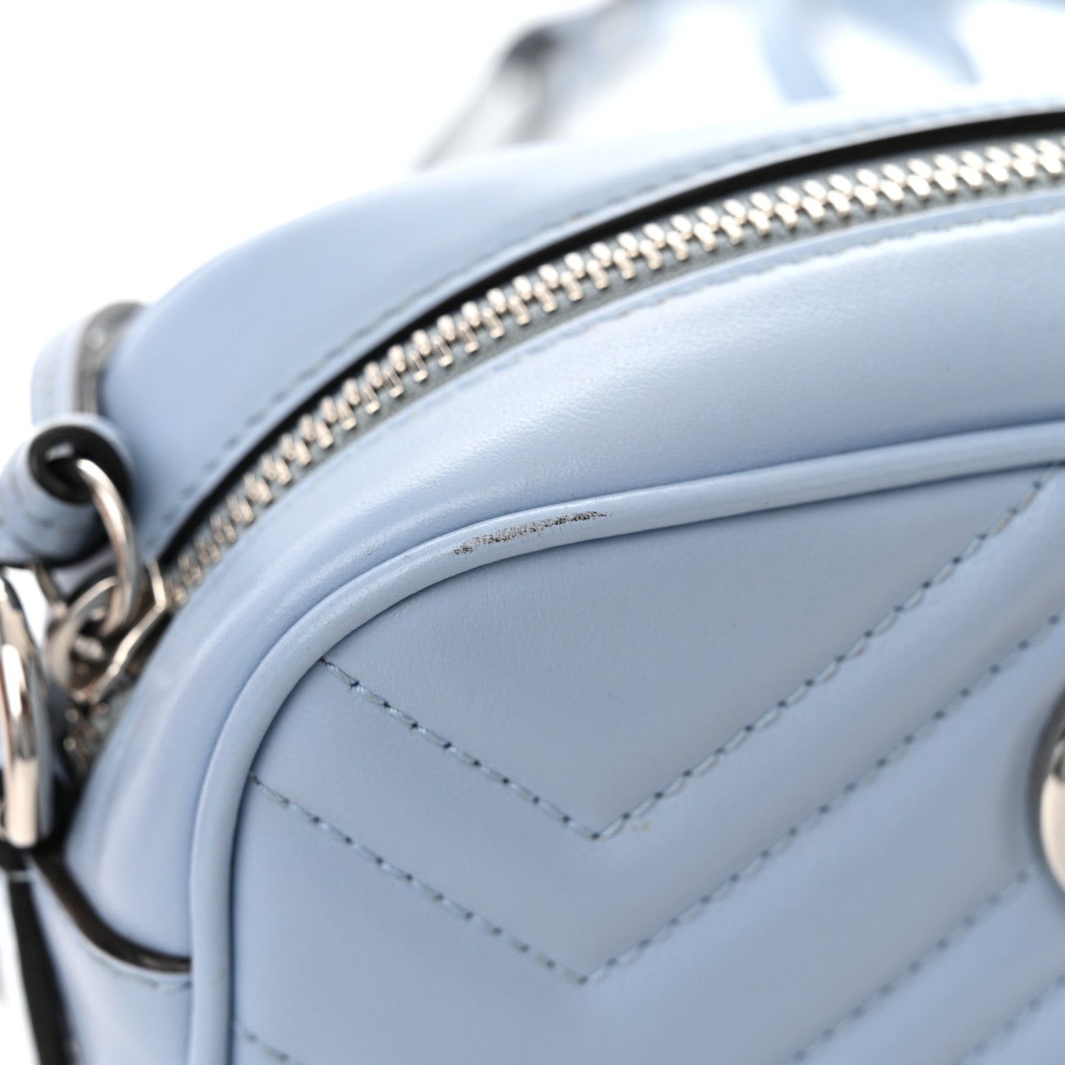 Gucci Calfskin Matelasse Mini GG Marmont Chain Shoulder Bag Porcelain Light Blue 16 of 16