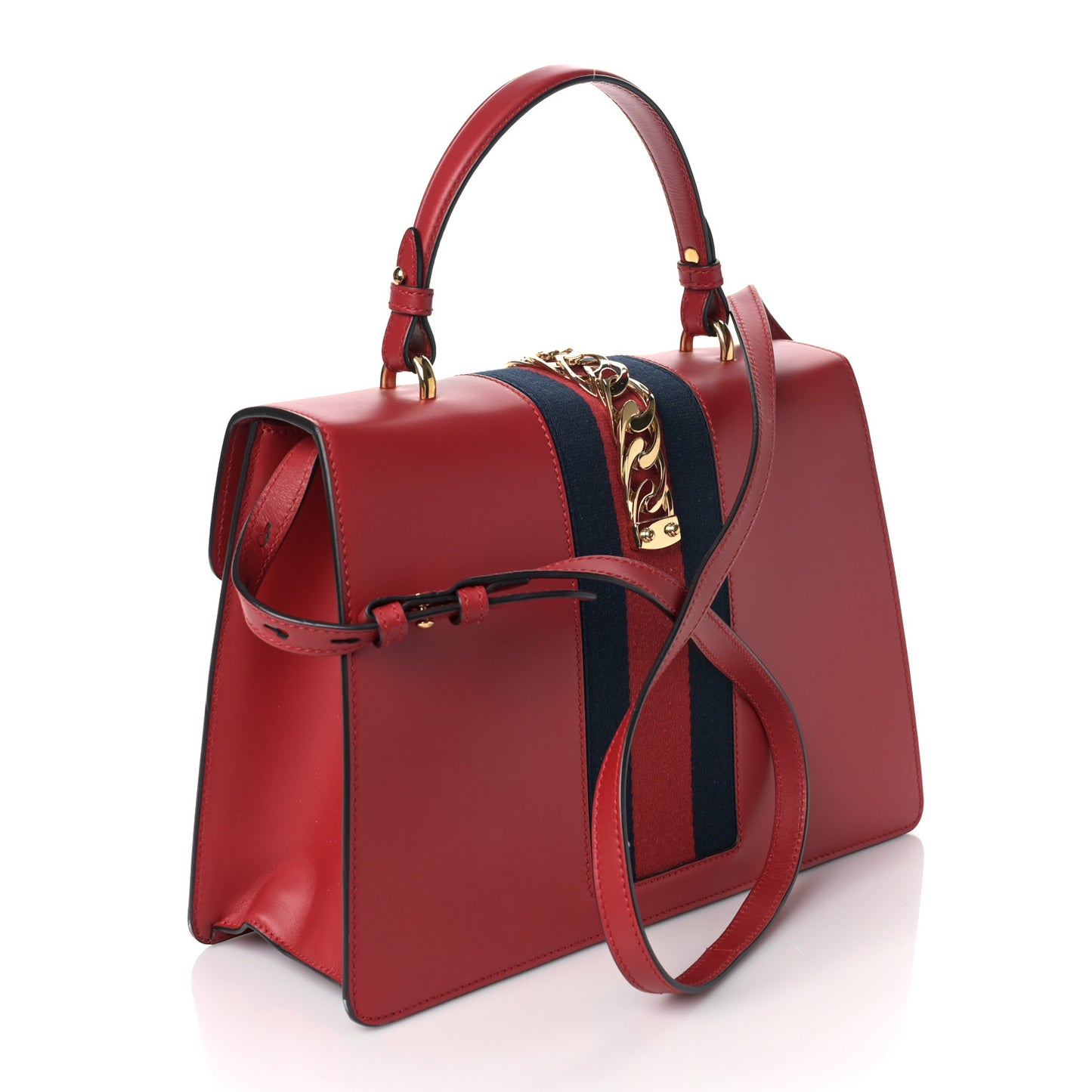 Calfskin Medium Sylvie Top Handle Bag Hibiscus Red