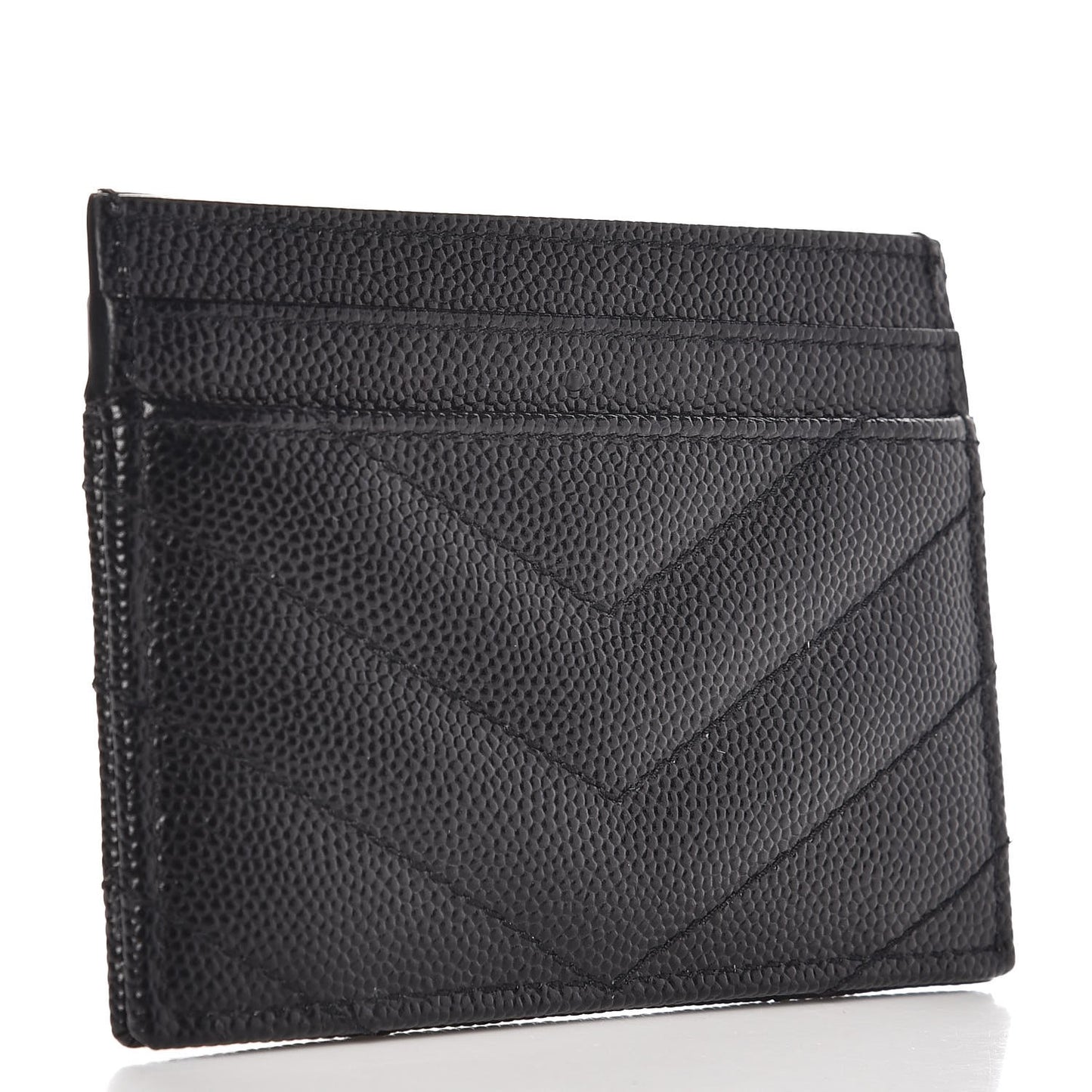 Grain De Poudre Matelasse Chevron Monogram Credit Card Case Black