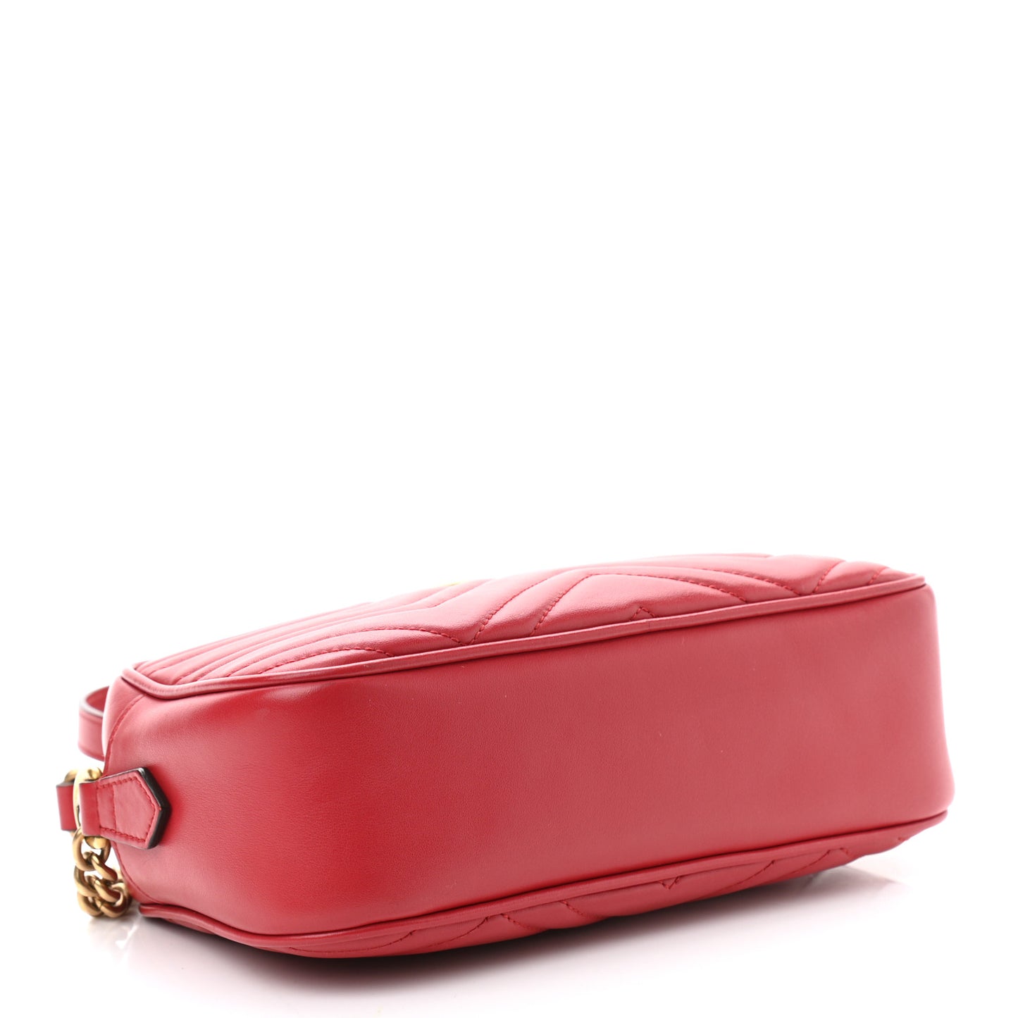 Calfskin Matelasse Small GG Marmont Chain Shoulder Bag Hibiscus Red