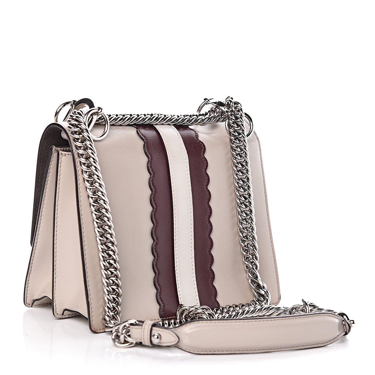 Vitello Liberty Lucido Catalan Mirror Hypnoteyes Studded Small Kan I Shoulder Bag Grigio Polvere Bordeaux Multicolor