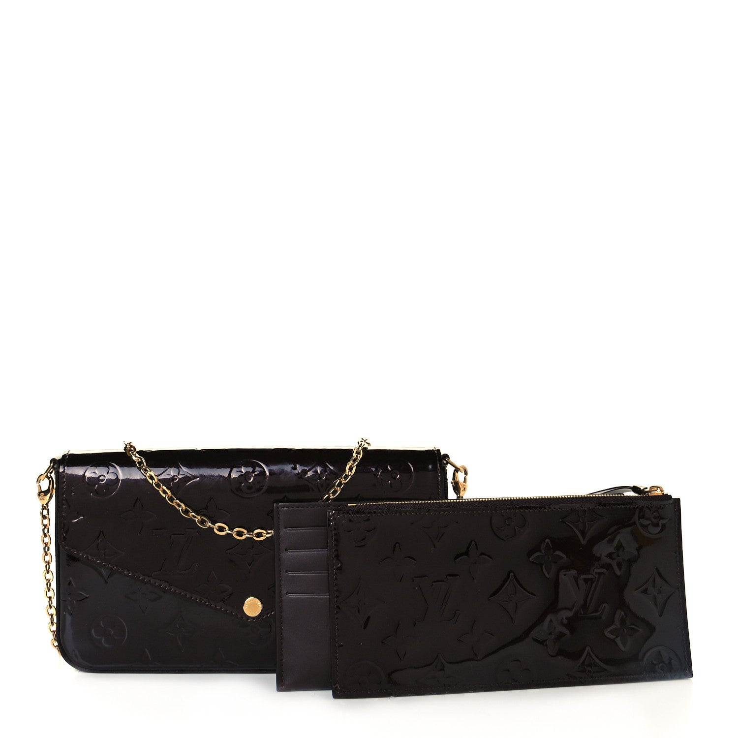 Louis Vuitton Vernis Pochette Felicie Chain Wallet Amarante 3 of 10
